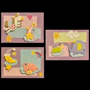 3 hand painted animal canvases